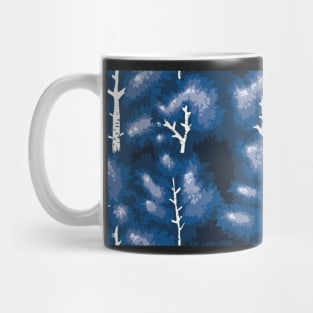 blue birch forest at night, seamless pattern Mug